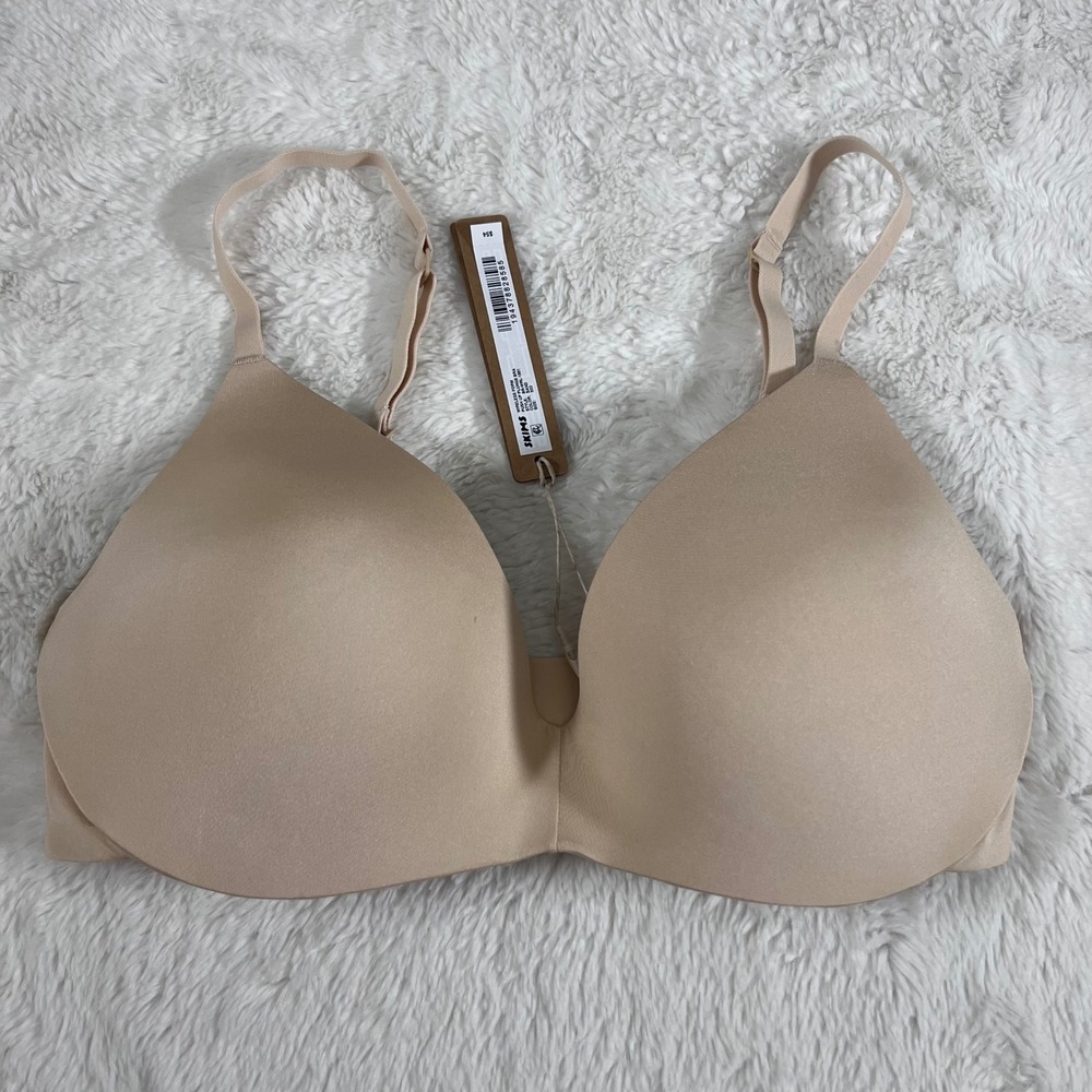 SKIMS Wireless Form Push Up Plunge Bra Sand 32D BR-WRL-1891 NEW